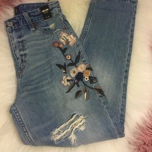 High rise girlfriend jeans
